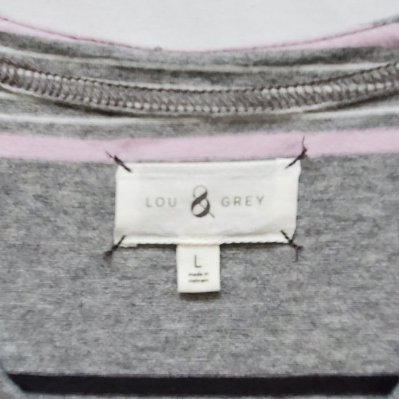 Lou & Grey Women's Gray Striped Racerback Tank Dress Size Large - Picture 6 of 11